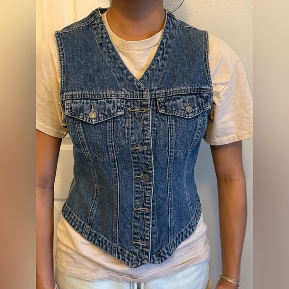 VINTAGE Y2K American Eagle Outfitters Denim Vest #518 - Picture 7 of 12